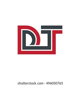 Initial Letter DT Linked Design Logo Red Black