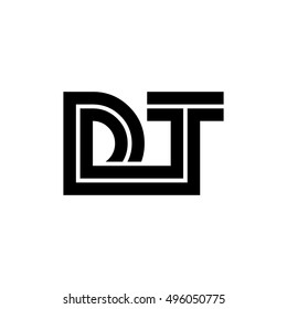 Initial Letter DT Linked Design Logo Black