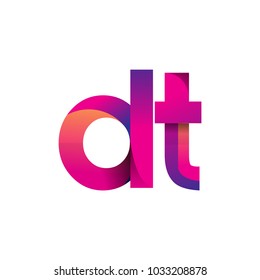 Initial Letter DT Logo Lowercase, magenta and orange, Modern and Simple Logo Design.