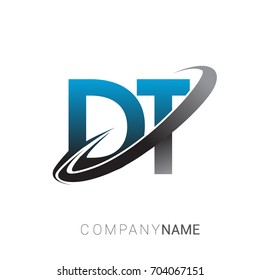 initial letter DT logotype company name colored blue and grey swoosh design. logo design for business and company identity.