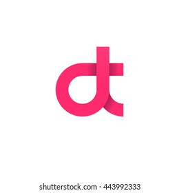 initial letter dt modern linked circle round lowercase logo pink