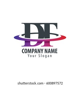 Initial Letter DT With Overlapping Swoosh Circle Logo