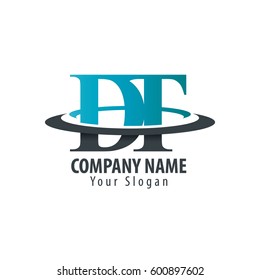 Initial Letter DT With Overlapping Swoosh Circle Logo