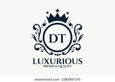 Letra inicial DT Real Luxury Logo plantilla en vectores para lujosa imagen vectorial.
