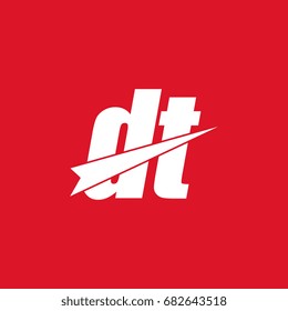 initial letter dt white logo in red background