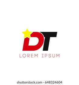 Initial letter dt yellow star logo red black