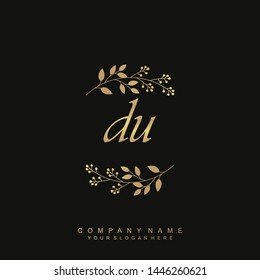 Initial letter DU beautiful handwriting logo vector template