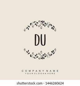 Initial letter DU beautiful handwriting logo vector template