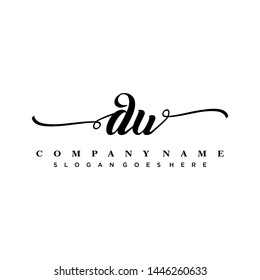 Initial letter DU beautiful handwriting logo vector template