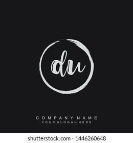 Initial letter DU beautiful handwriting logo vector template