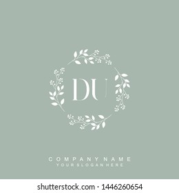 Initial letter DU beautiful handwriting logo vector template