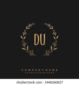 Initial letter DU beautiful handwriting logo vector template