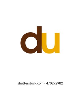 Initial letter DU brown yellow color logo