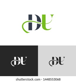 Initial Letter du d u  uppercase modern logo design template elements. green letter Isolated on black white grey background. Suitable for business, consulting group company.