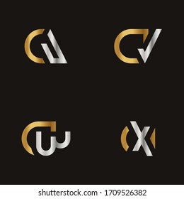 Initial Letter DU DV DW DX logo icon design template elements. Modern line logo with gold silver luxury style. Can be used for business, company group, consulting, finance. Vector Illustration.