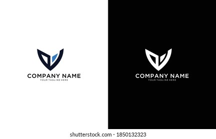 Initial Letter DU DV Linked Triangle Design Logo