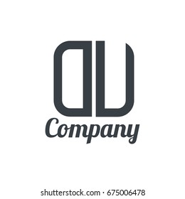 Initial Letter DU DV Linked Box Design Logo