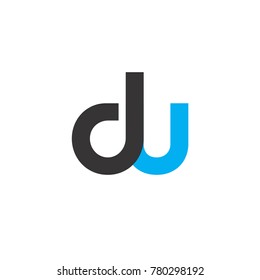 Initial Letter DU Linked Circle Lowercase Logo Black Blue Icon Design Template Element