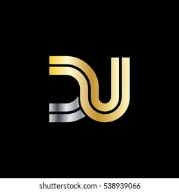 Initial Letter DU Linked Design Logo Gold Silver