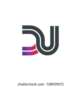 Initial Letter DU Linked Design Logo Black Purple