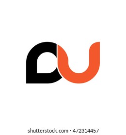 Initial Letter DU Linked Logo Black Orange