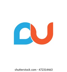 Initial Letter DU Linked Logo Blue Orange