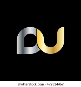 Initial Letter DU Linked Logo Silver Gold