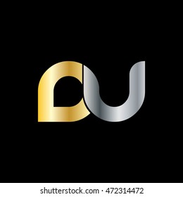 Initial Letter DU Linked Logo Gold Silver