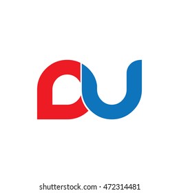 Initial Letter DU Linked Logo Red Blue