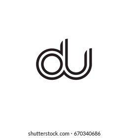 Initial letter du, linked outline rounded lowercase, monogram black