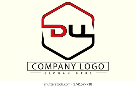 Initial Letter DU Logo Design vector illustration.