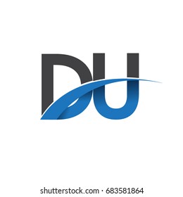 initial letter DU logotype company name colored blue and grey swoosh design. vector logo for business and company identity.
