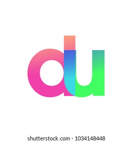 Initial Letter DU Lowercase Logo green, pink and Blue, Modern and Simple Logo Design.
