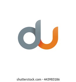 initial letter du modern linked circle round lowercase logo orange gray