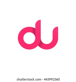 initial letter du modern linked circle round lowercase logo pink