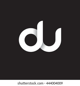 initial letter du modern linked circle round lowercase logo white black