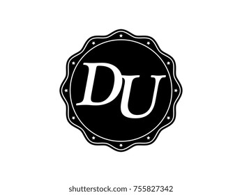 Initial letter DU monogram logo black seal stamp lace