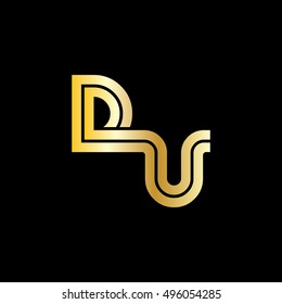 Initial Letter DU NU Linked Design Logo Gold