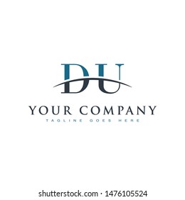 Initial letter DU, overlapping movement swoosh horizon logo company design inspiration in blue and gray color vector