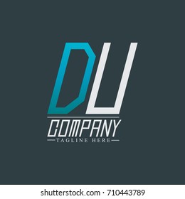 Initial Letter DU Rounded Design Logo