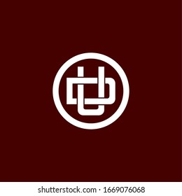 Initial letter DU or UD logo template with geometric heraldic sacred font illustration in flat design monogram symbol