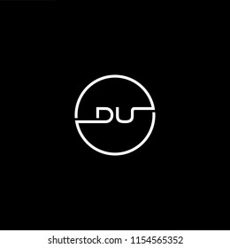 Initial letter DU UD minimalist art monogram circle shape logo, white color on black background