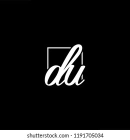 Initial letter DU UD minimalist art monogram shape logo, white color on black background
