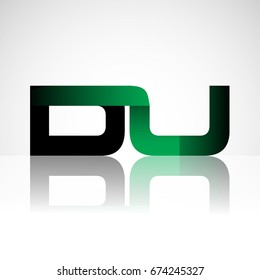 Initial letter DU uppercase modern and simple logo linked green and black colored, isolated in white background. Vector design for company identity.