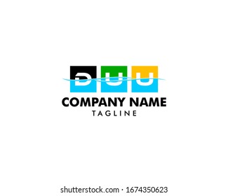 Initial Letter DUU Sea Wave Icon Vector Illustration Design Logo