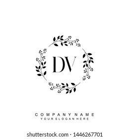 Initial letter DV beautiful handwriting logo vector template