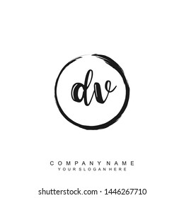 Initial letter DV beautiful handwriting logo vector template