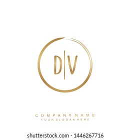 Initial letter DV beautiful handwriting logo vector template