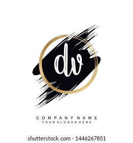 Initial letter DV beautiful handwriting logo vector template