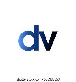 Initial letter DV blue black gradation color logo